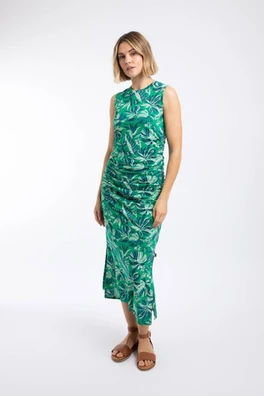 Tansley Womens Printed Sleeveless Midi Dress - Cactus Green