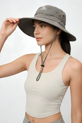 Women Waterproof Wide Brim Hiking Sun Hat - Grey