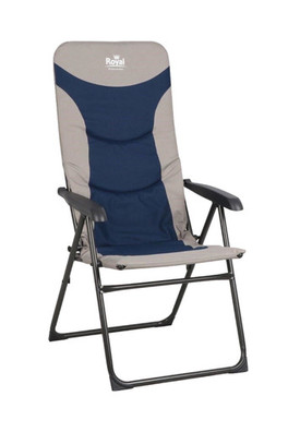 Colonel High Back Strong Easy Fold Camping Chair - Blue/Grey Reclining Chair