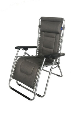 Ambassador Relaxer Camping Chair with Head Rest - Grey Reclining Lounger