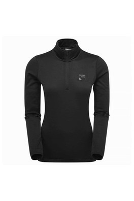 Ladies Half-Zip Fleece Hiking Top with Thumb Loops - Black