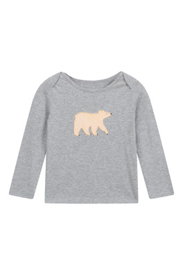 Baby Long Sleeve Applique T-Shirt - Grey
