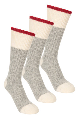 Isowool Mens Chunky Mid-Calf Socks 3-Pack - Grey