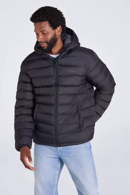 Seasons Mens Fur Lined Padded Jacket - Black
