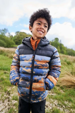 Seasons Kids Printed Padded Jacket - Dark Grey