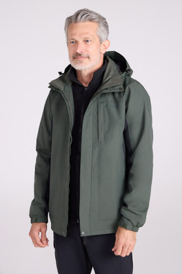 Thunderstorm Mens 3 in 1 Waterproof Jacket - Khaki