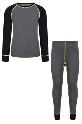 Ensemble de sous-vêtements en laine mérinos pour enfant II - Gris Perle