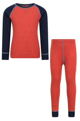 Kids Merino II Base Layer Set - Burnt Orange