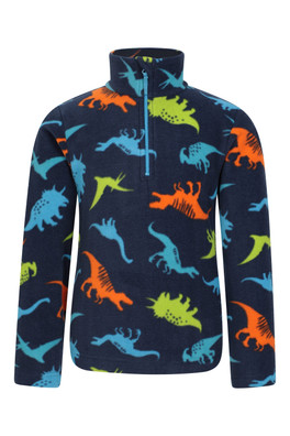 Pursuit Printed Kids Half-Zip Fleece - Dark Teal