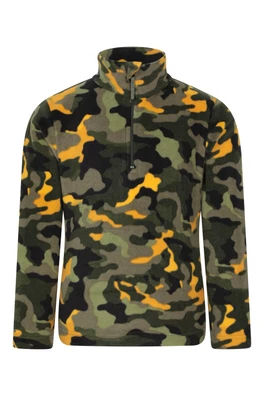 Pursuit Printed Kids Half-Zip Fleece - Bright Green