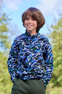 Pursuit Printed Kids Half-Zip Fleece - Dark Khaki