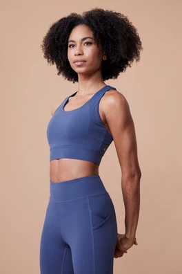 June Womens Mid-Support Sports-Bra - Blue
