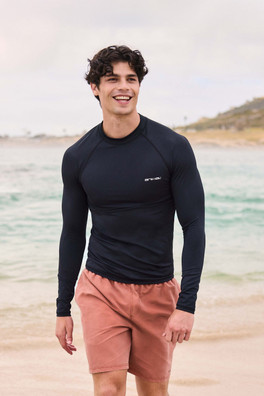 Urban Beach Rash Guard Uomo Manica Corta – Protezione UV 50+ E Antisfregamento – Per Nuoto, Surf, Kayak – Nero/Grigio, Taglie S-XXL