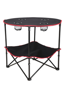 Round Foldable Camping Table With Cup Holders - Black
