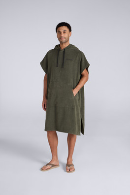 Jacob Mens Towelling Poncho - Khaki