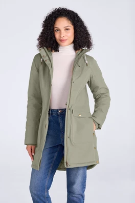 Acorn Womens Borg Lined Padded Waterproof Parka - Khaki