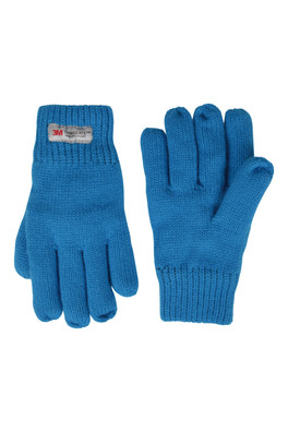 Kids Knitted Thinsulate Thermal Gloves - Bright Blue