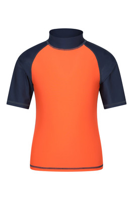 Short Sleeved Kids Rash Vest - Burnt Orange