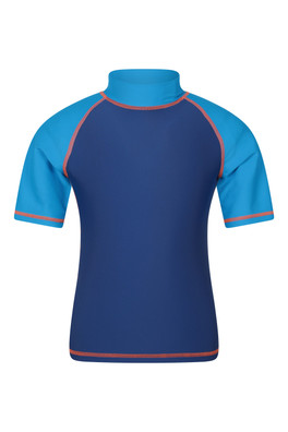 Short Sleeved Kids Rash Vest - Bright Blue