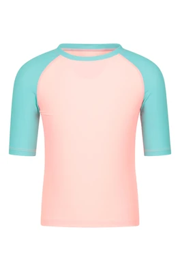 Short Sleeved Kids Rash Vest - Turquoise