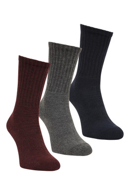 Outdoor Mens Mid-Calf Hiking Socks 3-Pack - Burgundy
