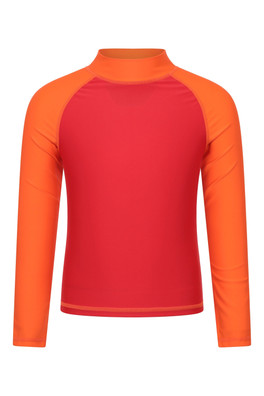 Kids Long Sleeved Rash Vest - Dark Red