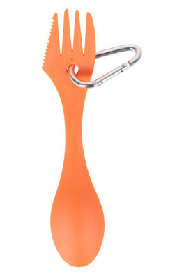 Plastic Spork and Karabiner - Orange