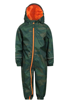 Puddle Kids Printed Waterproof Rain Suit - Khaki