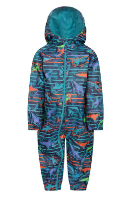 Puddle Kids Printed Waterproof Rain Suit - Navy