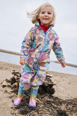 Puddle Kids Printed Waterproof Rain Suit - Pale Green