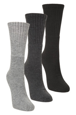 Outdoor Womens Mid-Calf Walking Socks 3-Pack - Charcoal