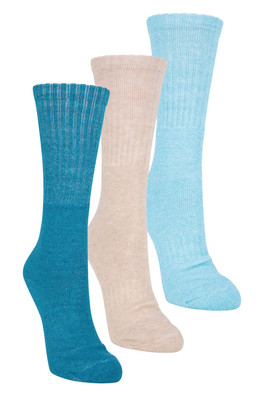 Outdoor Womens Mid-Calf Walking Socks 3-Pack - Teal