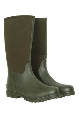 Mens Neoprene Long Mucker Boots - Khaki