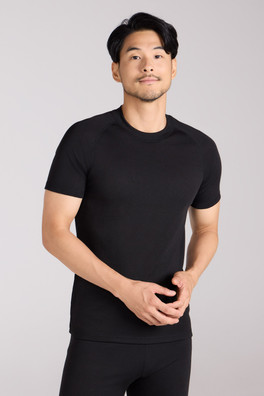 Talus Mens Short Sleeved Round Neck Top - Black