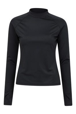 Womens Long Sleeve Rash Vest - Black