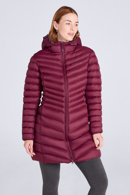Florence Womens Long Insulated Jacket - Burgundy