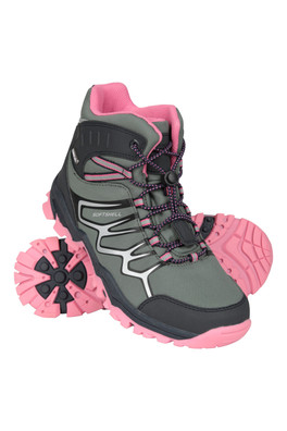 Softshell Kids Waterproof Walking Boots - Dark Khaki