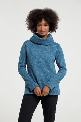 Idris Womens Cowl Neck Fleece - Teal