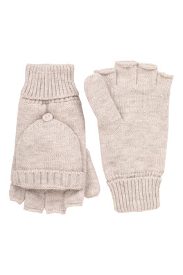 Fingerless Knitted Womens Mitten - Beige