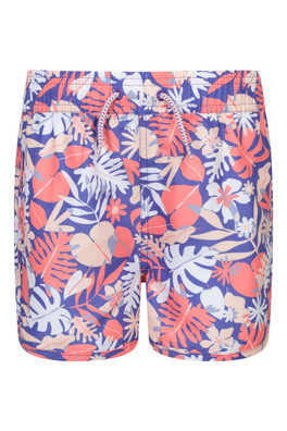 Coral Kids Patterned Boardshorts - Dark Purple