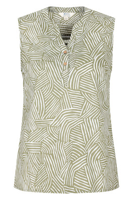 Petra Womens Printed Sleeveless Shirt - Light Khaki