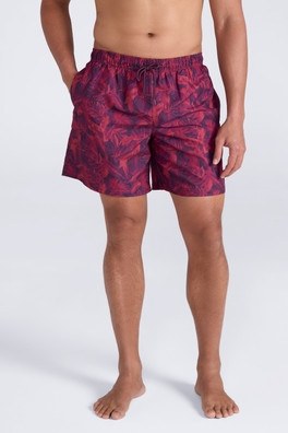 Aruba Printed Mens Swimshorts - Dark Burgundy