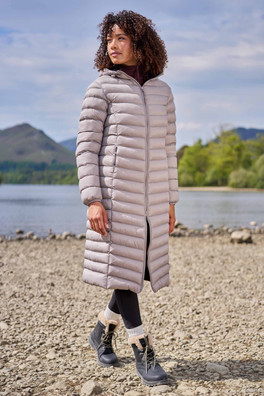 Florence Womens Extra Long Insulated Jacket - Beige