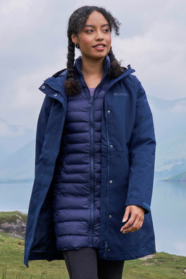 Alaskan Womens 3 in 1 Long Waterproof Jacket - Navy