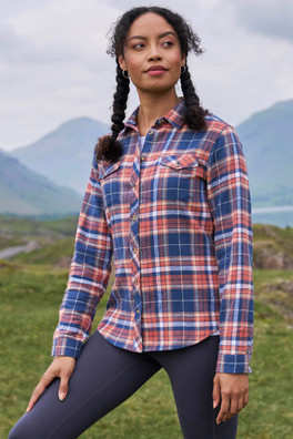 Willow Womens Brushed Flannel Slim-Fit Shirt - Navy