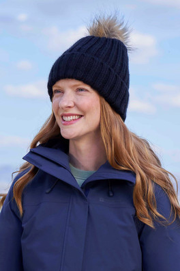 Geneva Sherpa Lined Womens Thermal Beanie - Jet Black