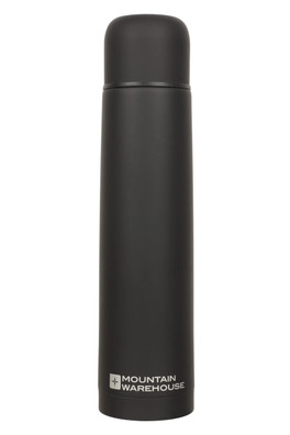 Double Walled Rubber Finish Flask - 1L - Black