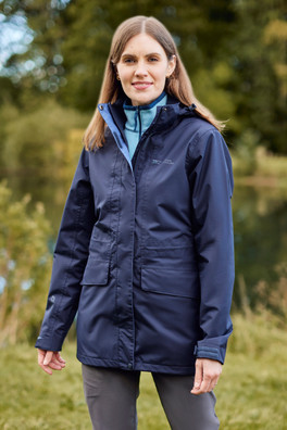 Glacial Extreme Womens Long Waterproof Jacket - Navy