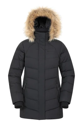 Isla II Womens Long Down Jacket - Jet Black