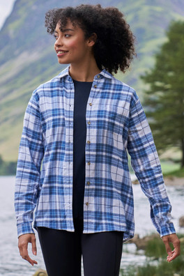 Balsam Womens Brushed Flannel Shirt - Corn Blue